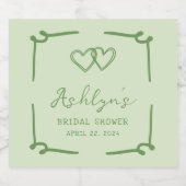 Handgetekend groen bruidsdouche champagne etiket (Enkel label)