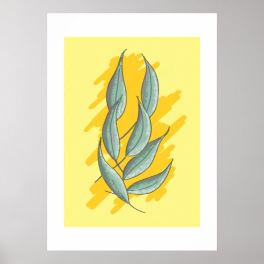 Handgetekend groen eucalyptusblad. poster (Voorkant)