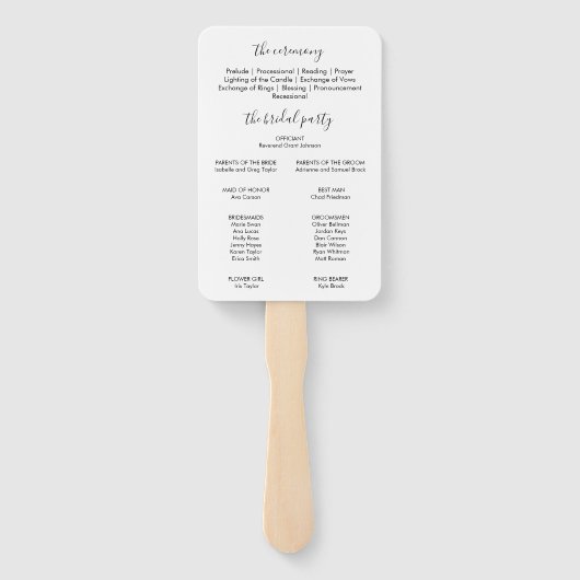 Handgetekend Hart Trouwprogramma Handwaaier (Achterkant)