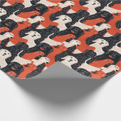 Handgetekend hondenpatroonontwerp cadeaupapier (Hoek)