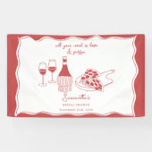 Handgetekend Italiaans Pizza Wijn Bruidsdiner Bord Spandoek (Horizontaal)