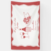 Handgetekend Italiaans Pizza Wijn Bruidsdiner Bord Spandoek (Verticaal)