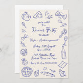 Handgetekend Italiaans thema dinerfeest Kaart (Voorkant / Achterkant)