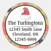 Handgetekend kerstbericht, rood terug-adres ronde sticker (Voorkant)