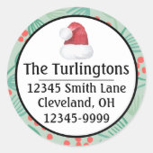 Handgetekend kerstboommononieadres ronde sticker (Voorkant)