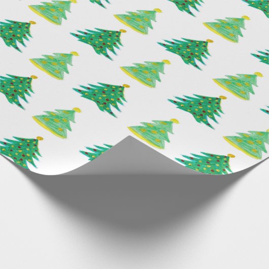 Handgetekend kerstboompatroon cadeaupapier (Hoek)