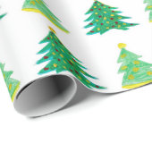 Handgetekend kerstboompatroon cadeaupapier (Rol Hoek)