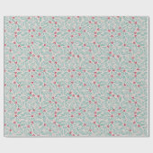 Handgetekend kerstrood Holly Berries Green Leaf Cadeaupapier (Vlak)