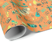 Handgetekend kleurrijk muziekpatroon cadeaupapier (Rol Hoek)