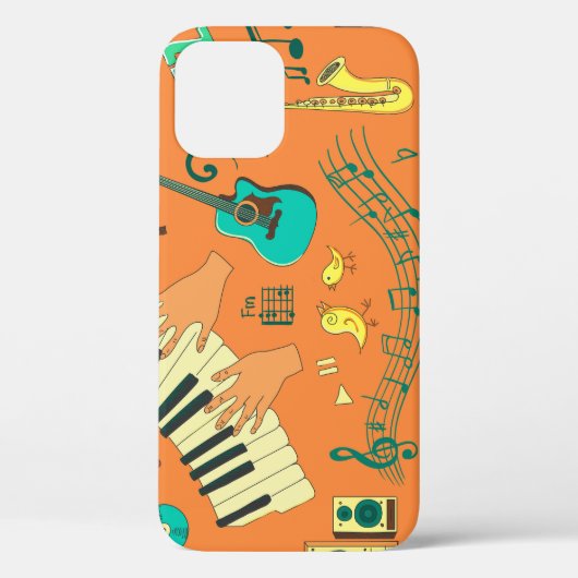 Handgetekend kleurrijk muziekpatroon Case-Mate iPhone case (Achterkant)