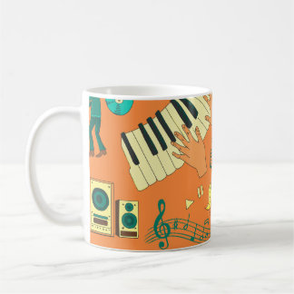 Handgetekend kleurrijk muziekpatroon koffiemok