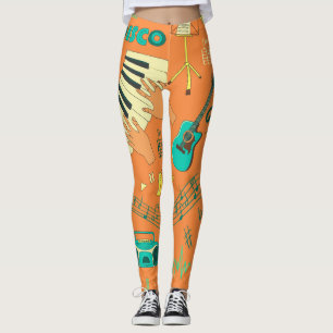 Handgetekend kleurrijk muziekpatroon leggings