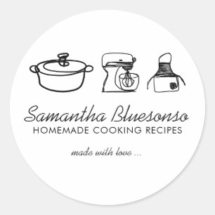 Handgetekend Koken bakkerij zelfgemaakt eten Ronde Sticker
