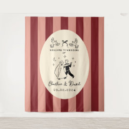 Handgetekend krabbel-huwelijks-welkomstbord wandkleed