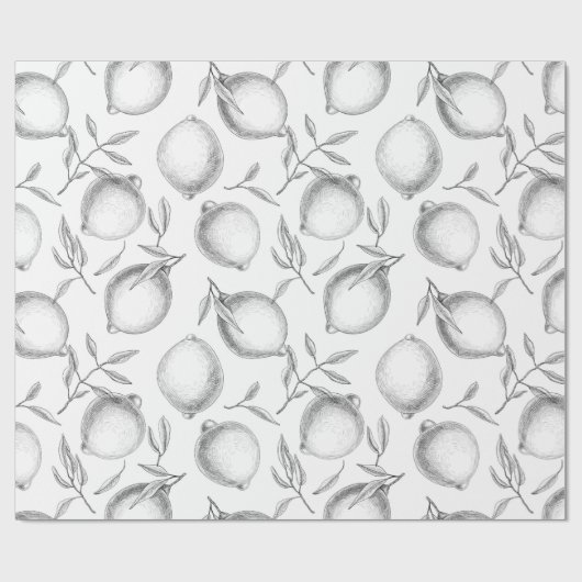 Handgetekend Lemon-patroon Cadeaupapier (Vlak)