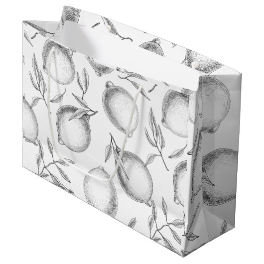 Handgetekend Lemon-patroon Groot Cadeauzakje (Voorkant Gekanteld)