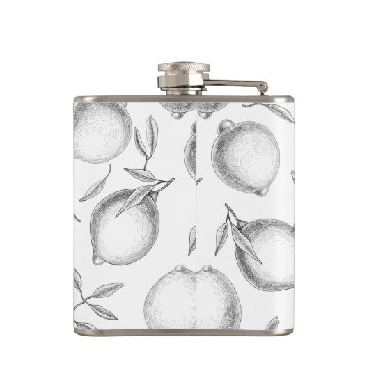 Handgetekend Lemon-patroon Heupfles (Achterkant)