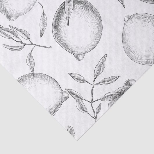 Handgetekend Lemon-patroon Tissuepapier (Detail)