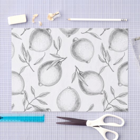 Handgetekend Lemon-patroon Tissuepapier (Craft)