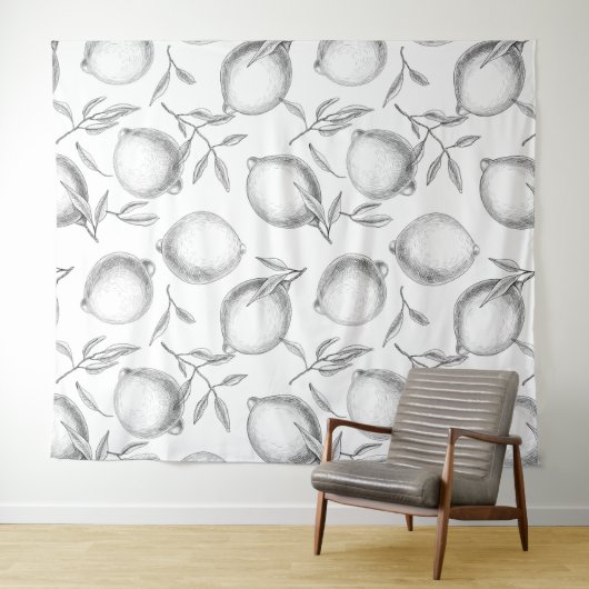 Handgetekend Lemon-patroon Wandkleed (In Situ (horizontaal))