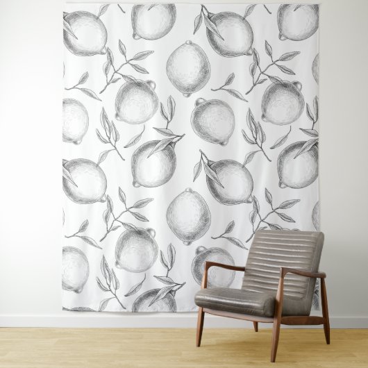 Handgetekend Lemon-patroon Wandkleed (In situ)