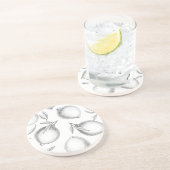 Handgetekend Lemon-patroon Zandsteen Onderzetter (Zijkant)