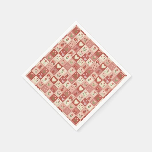 Handgetekend liefdespatchworkpatroon - servetten (Hoek)