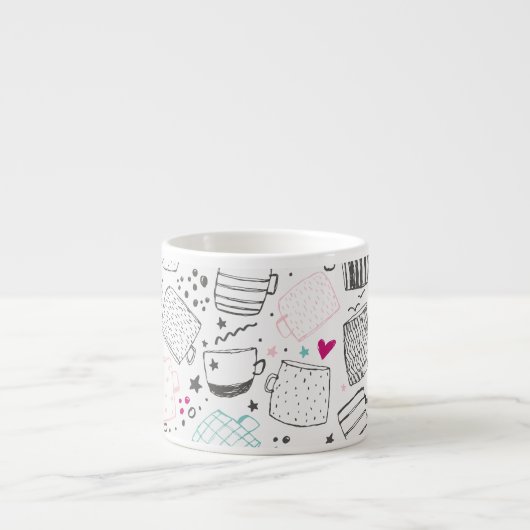 Handgetekend mok, naadloos ontwerp. espresso kop (Voorkant)