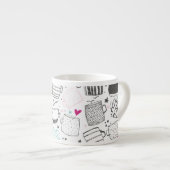 Handgetekend mok, naadloos ontwerp. espresso kop (Voorkant rechts)