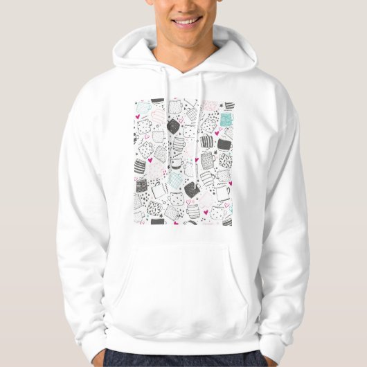 Handgetekend mok, naadloos ontwerp. hoodie (Voorkant)