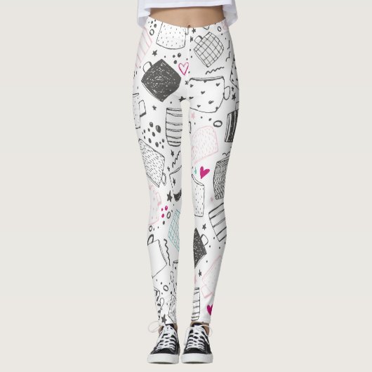 Handgetekend mok, naadloos ontwerp. leggings (Voorkant)