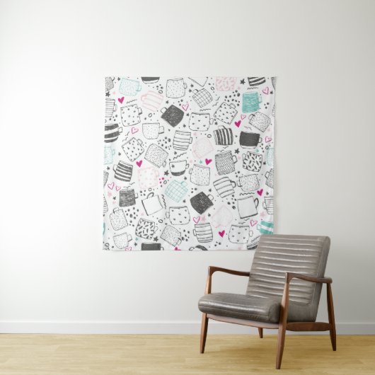 Handgetekend mok, naadloos ontwerp. wandkleed (In situ)