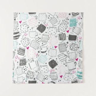 Handgetekend mok, naadloos ontwerp. wandkleed