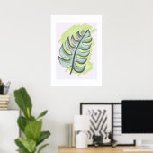 Handgetekend monstera groen blad poster (Thuiskantoor)