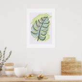 Handgetekend monstera groen blad poster (Keuken)
