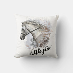 Handgetekend paard met planten kussen