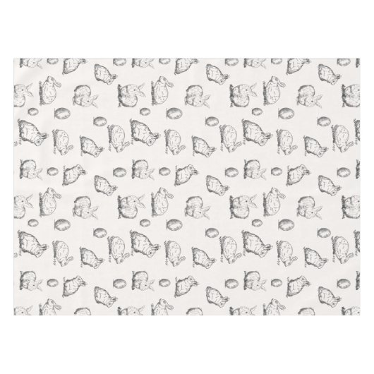 Handgetekend paaspatroon | Tablecloth Tafelkleed (Voorkant (Horizontaal))