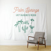 Handgetekend Palm Springs Roze Bachelorette Weeken Wandkleed (In Situ (horizontaal))