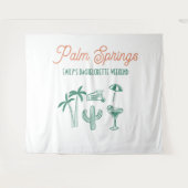 Handgetekend Palm Springs Roze Meidenavond Wandkleed (Voorkant (horizontaal))