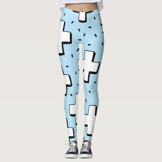 Handgetekend patroon met plusteken. leggings (Voorkant)