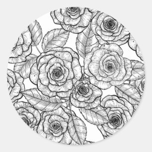 handgetekend patroon van Rozen Ronde Sticker