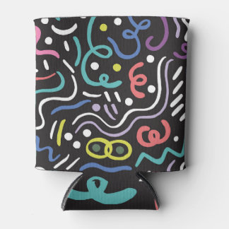 Handgetekend penseelpatroon, zigzaglijnen. blikjeskoeler