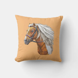Handgetekend portret van een pinto paard kussen