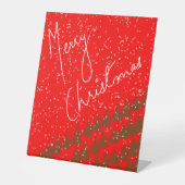 Handgetekend Prettig Kerstfeest Reclamebord Met Voetstuk (Voorkant)
