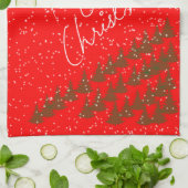 Handgetekend Prettig Kerstfeest Theedoek (Gevouwen)