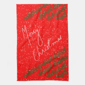 Handgetekend Prettig Kerstfeest Theedoek (Verticaal)