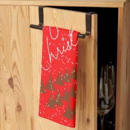 Handgetekend Prettig Kerstfeest Theedoek