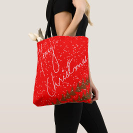 Handgetekend Prettig Kerstfeest Tote Bag