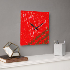 Handgetekend Prettig Kerstfeest Vierkante Klok