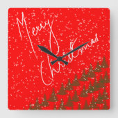 Handgetekend Prettig Kerstfeest Vierkante Klok (Voorkant)
